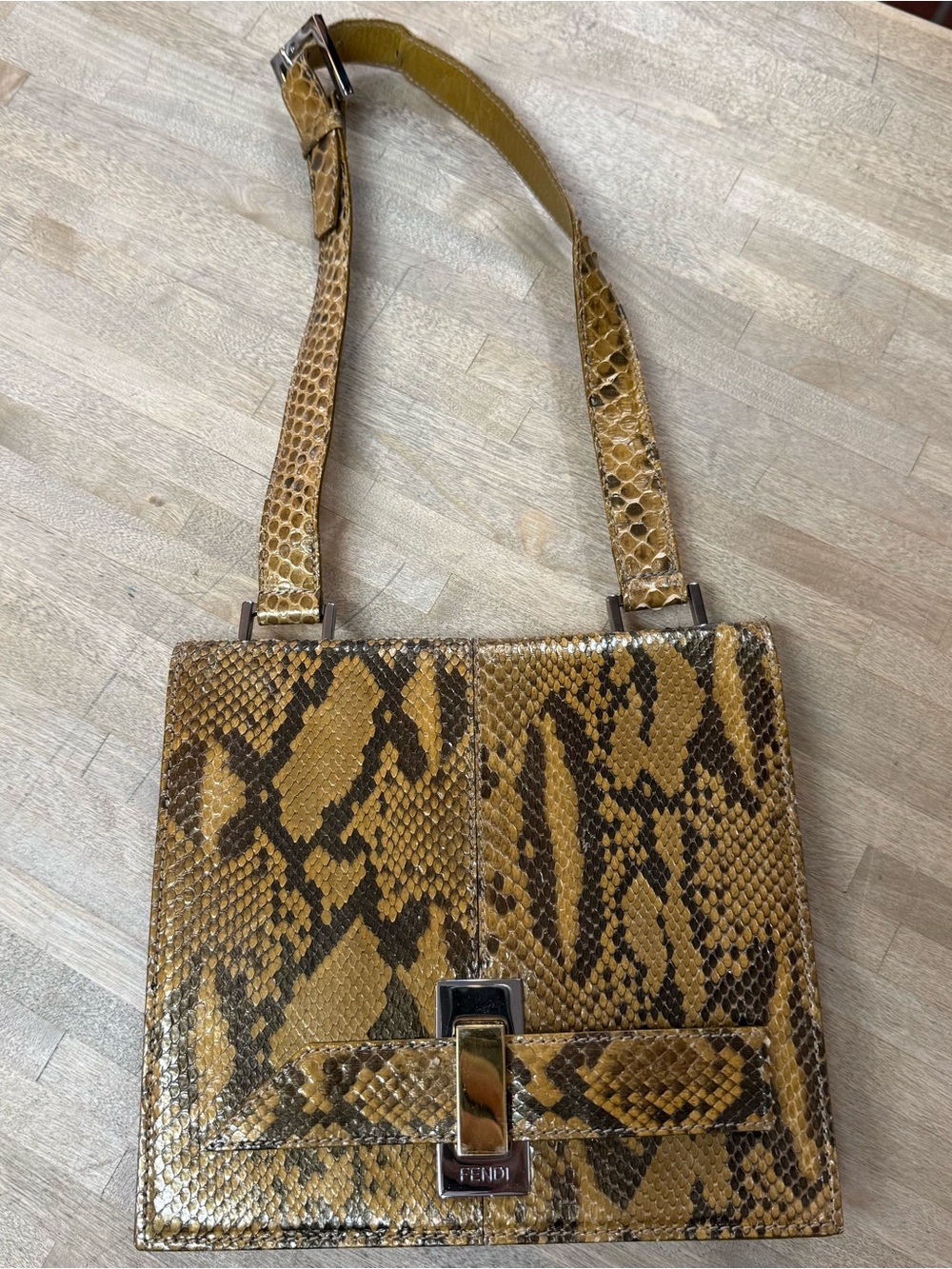 FENDI Vintage  Python Leather Top Handle Shoulder Bag